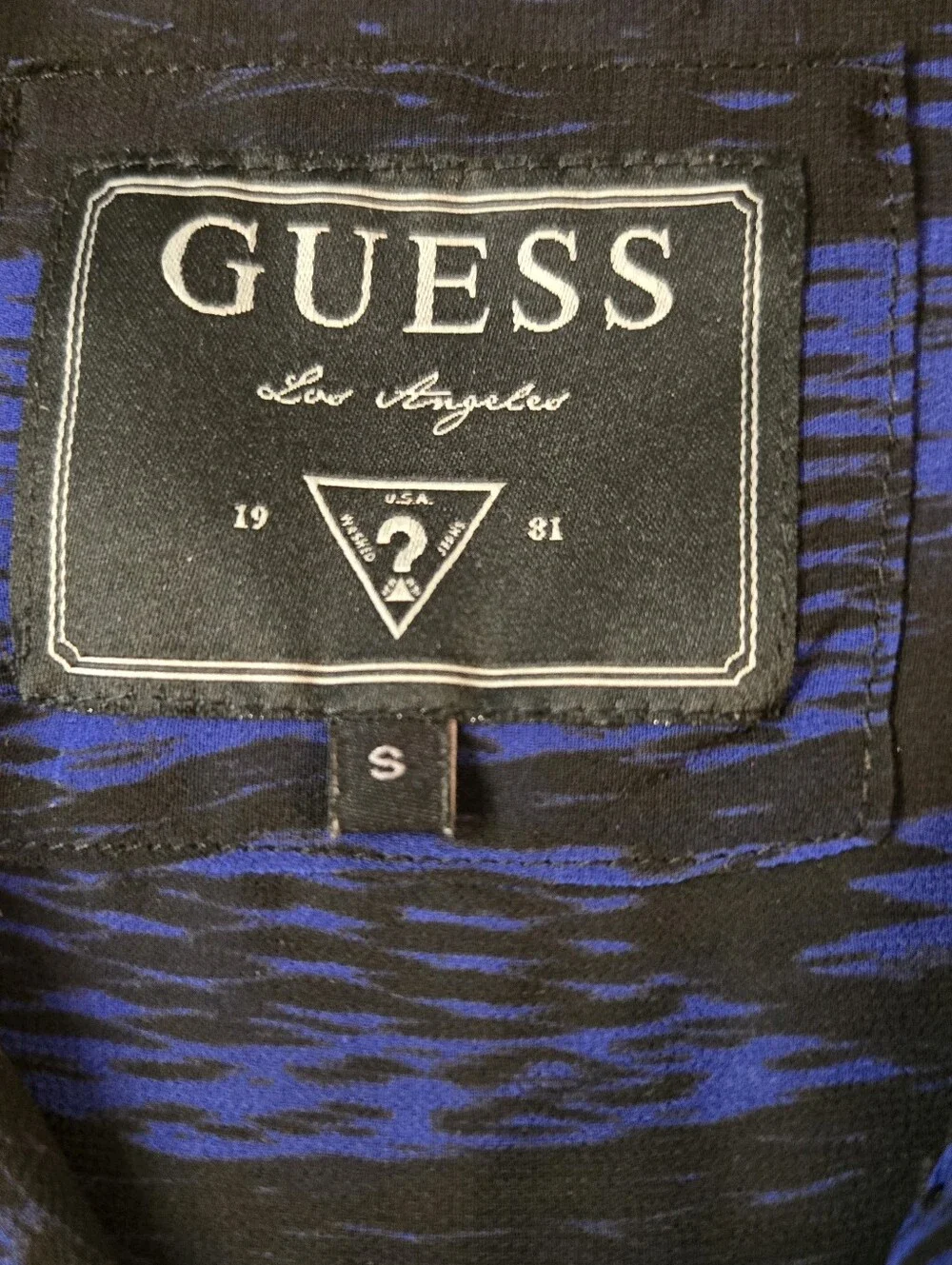 GUESS Los Angeles Sheer Blue Black Button Up Blouse Size Small - Picture 6 of 6